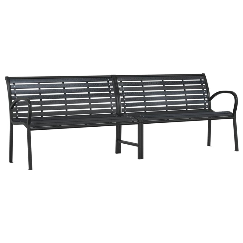 Twin Garden Bench Black 231 cm Steel and WPC