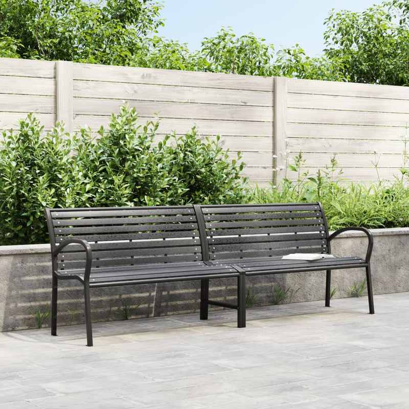 Twin Garden Bench Black 231 cm Steel and WPC