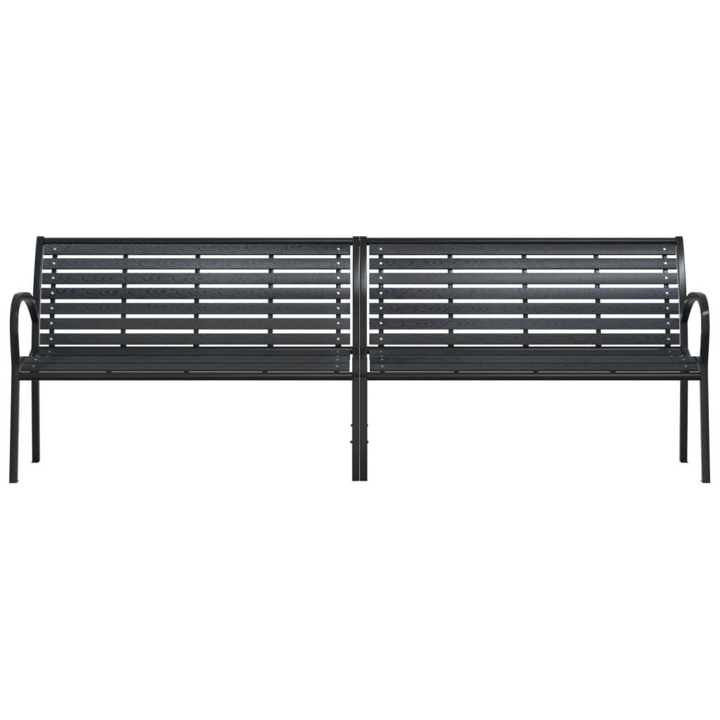 vidaXL Twin Garden Bench Black 231 cm Steel and WPC 4