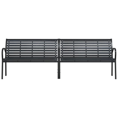 Twin Garden Bench Black 231 cm Steel and WPC