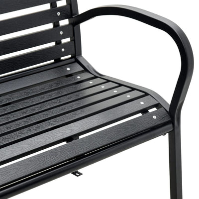 Twin Garden Bench Black 231 cm Steel and WPC