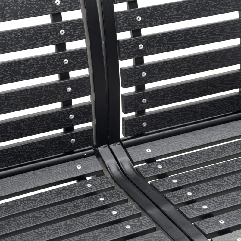 Twin Garden Bench Black 231 cm Steel and WPC