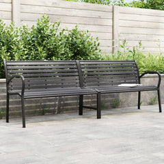 vidaXL Twin Garden Bench Black 231 cm Steel and WPC 1