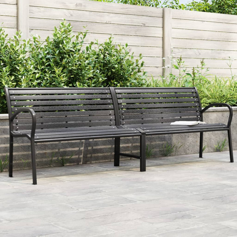 Twin Garden Bench Black 231 cm Steel and WPC