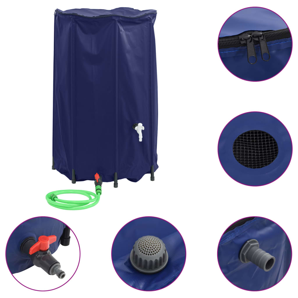 Water Tank with Tap Foldable PVC Blue 500 l