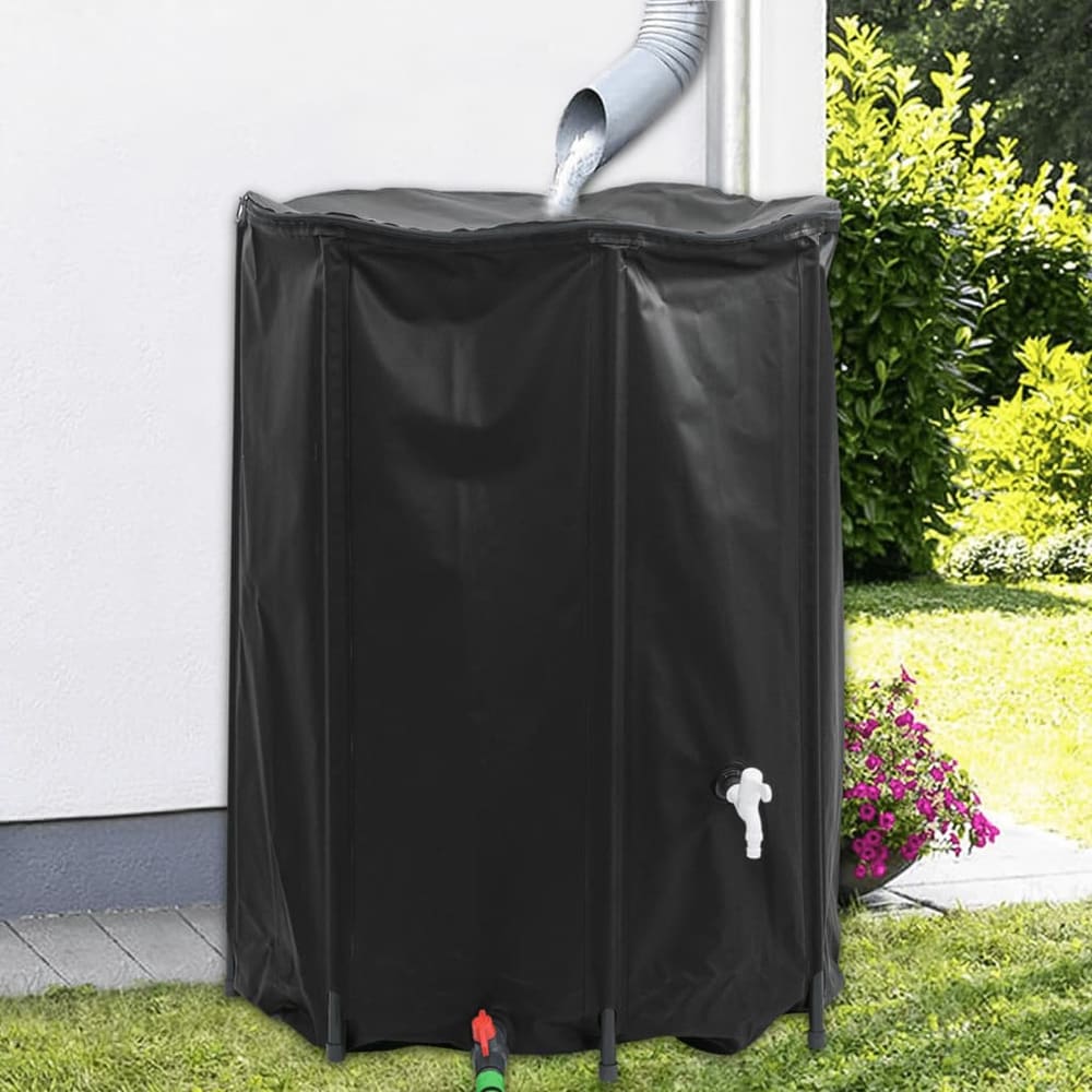 Water Tank with Tap Foldable PVC Black 1350 l