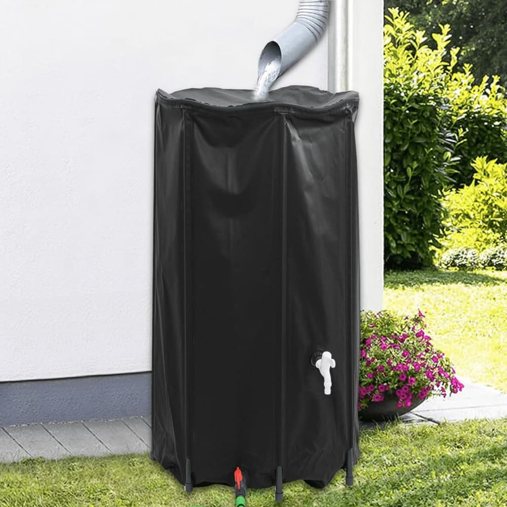 Water Tank with Tap Foldable PVC Black 380 l