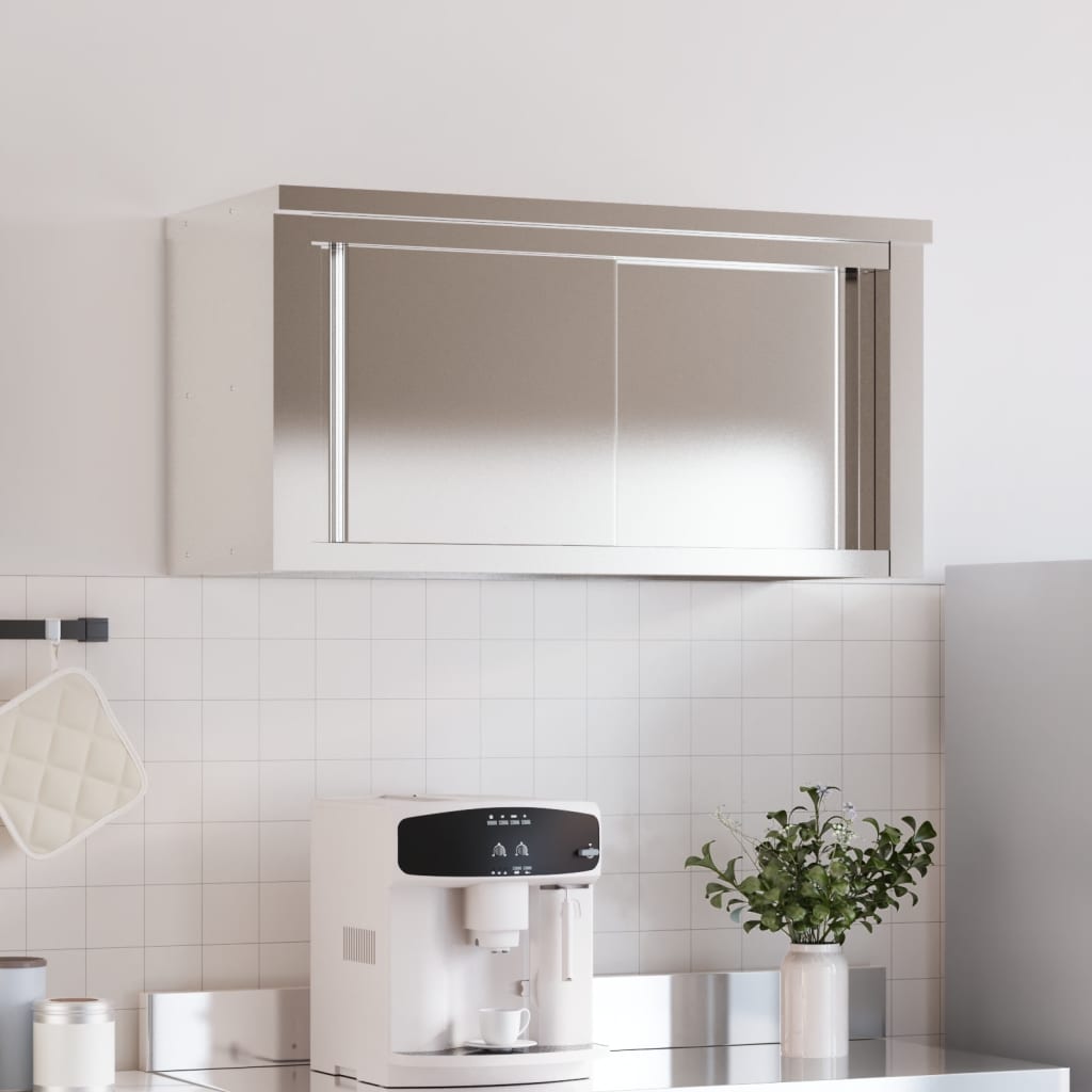Kitchen Wall Cabinet with Shelf Stainless Steel 92 cm 46 cm with door