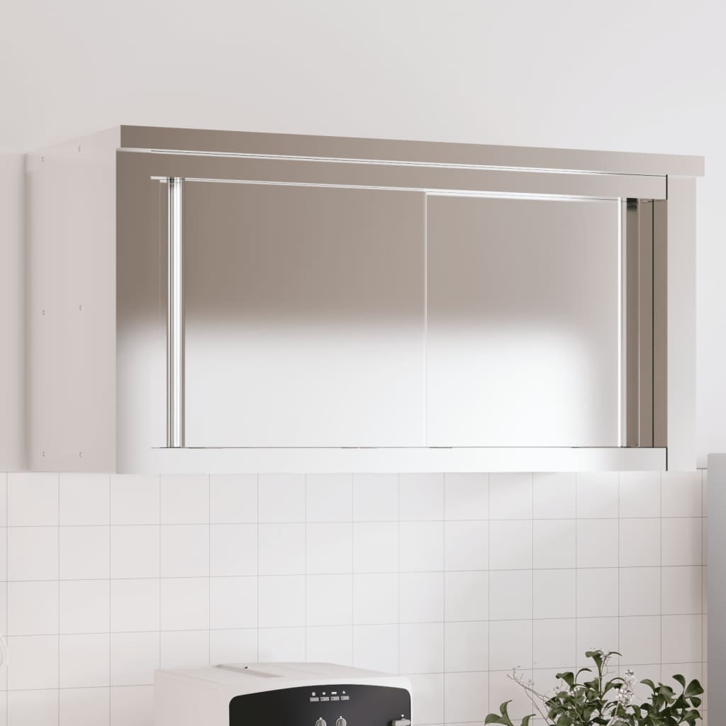 Kitchen Wall Cabinet with Shelf Stainless Steel 92 cm 46 cm with door