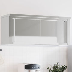 Kitchen Wall Cabinet with Shelf Stainless Steel 110 cm 46 cm with door