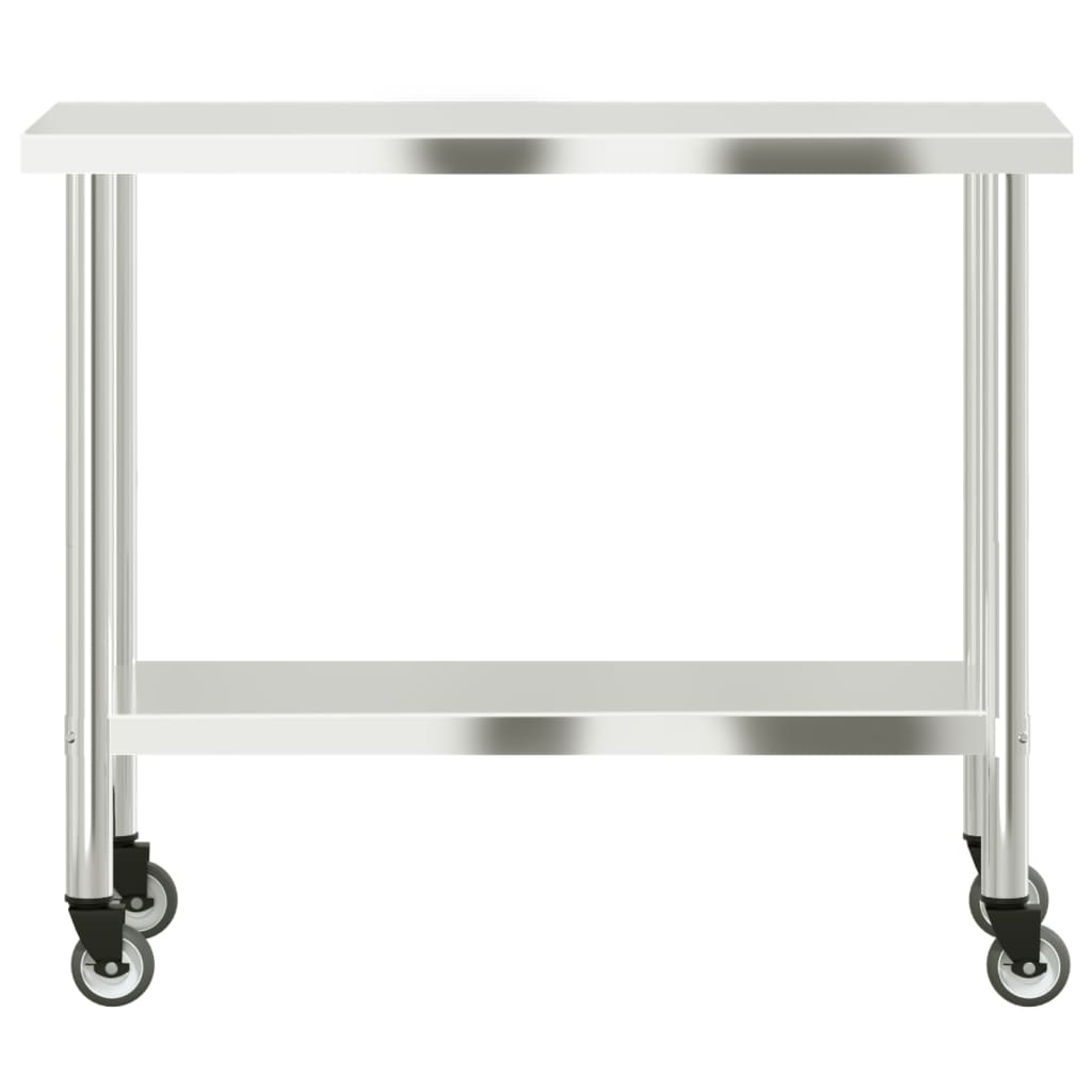 Kitchen Work Table Stainless Steel 110 x 55 x 85 cm With wheels