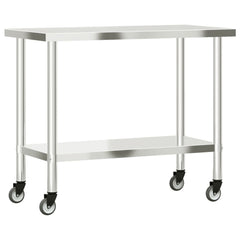 Kitchen Work Table Stainless Steel 110 x 55 x 85 cm With wheels