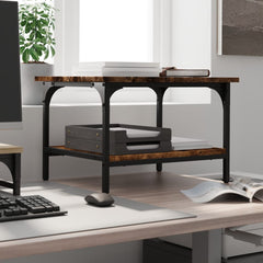 Printer Stand 2-Tier Smoked Oak Engineered Wood, image 3