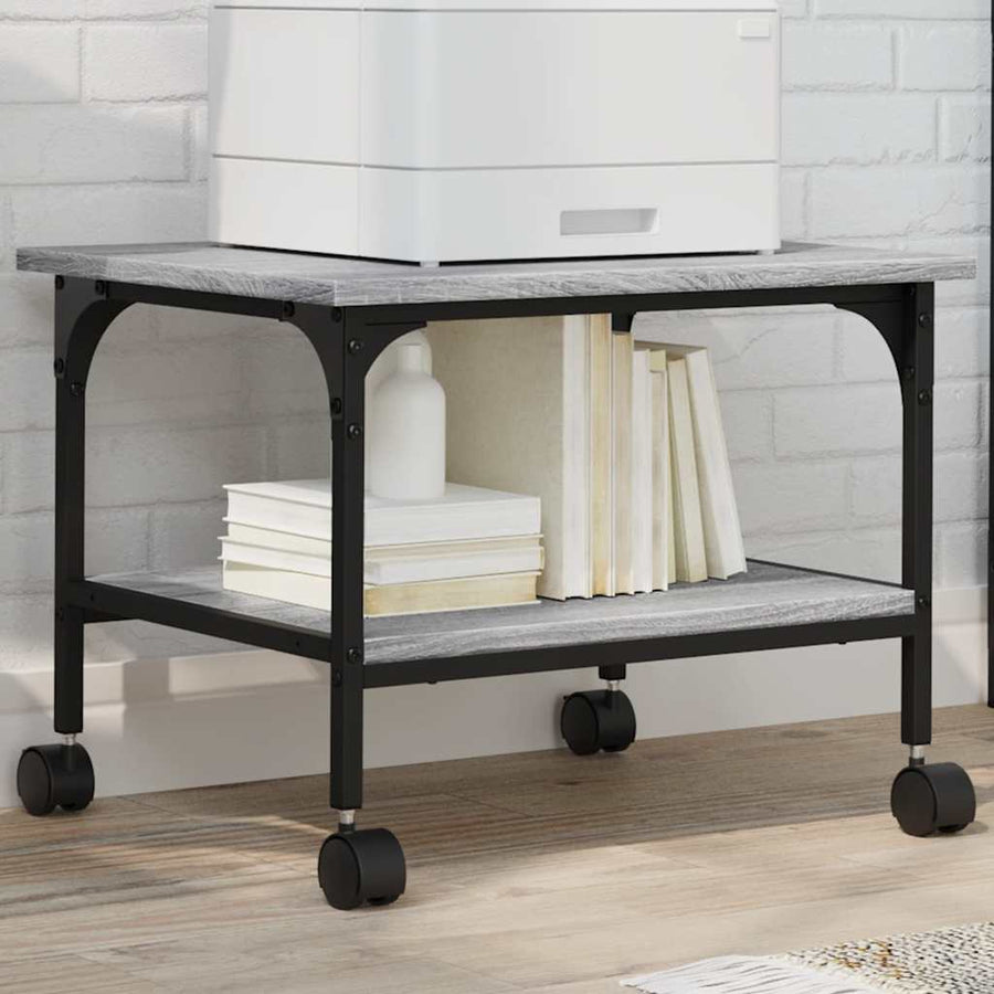 vidaXL Printer Stand 2-Tier Grey Sonoma 50x40x38 cm Engineered Wood 1