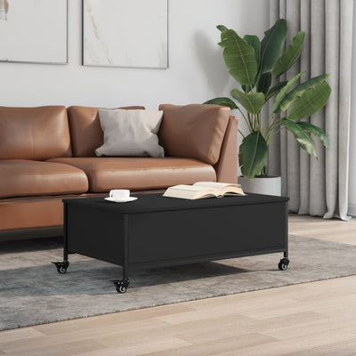 vidaXL Coffee Table with Wheels Black 91x55x34 cm Engineered Wood