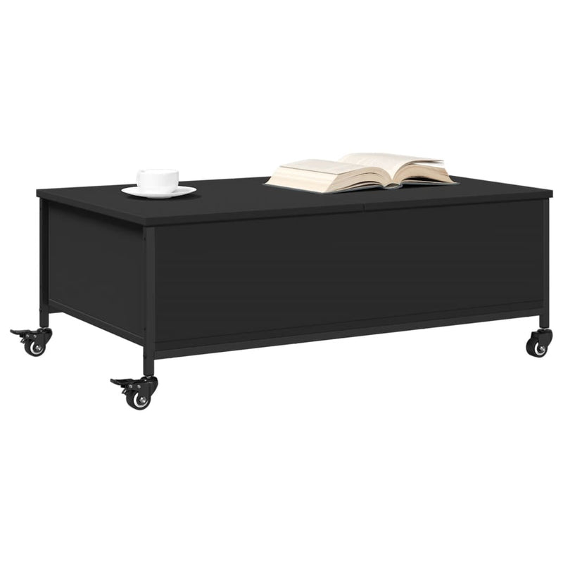 vidaXL Coffee Table with Wheels Black 91x55x34 cm Engineered Wood