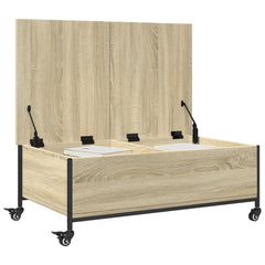 vidaXL Coffee Table with Wheels Sonoma Oak 91x55x34 cm Engineered Wood 5
