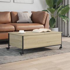 vidaXL Coffee Table with Wheels Sonoma Oak 91x55x34 cm Engineered Wood 1