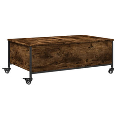 vidaXL Coffee Table with Wheels Smoked Oak 91x55x34 cm Engineered Wood 2
