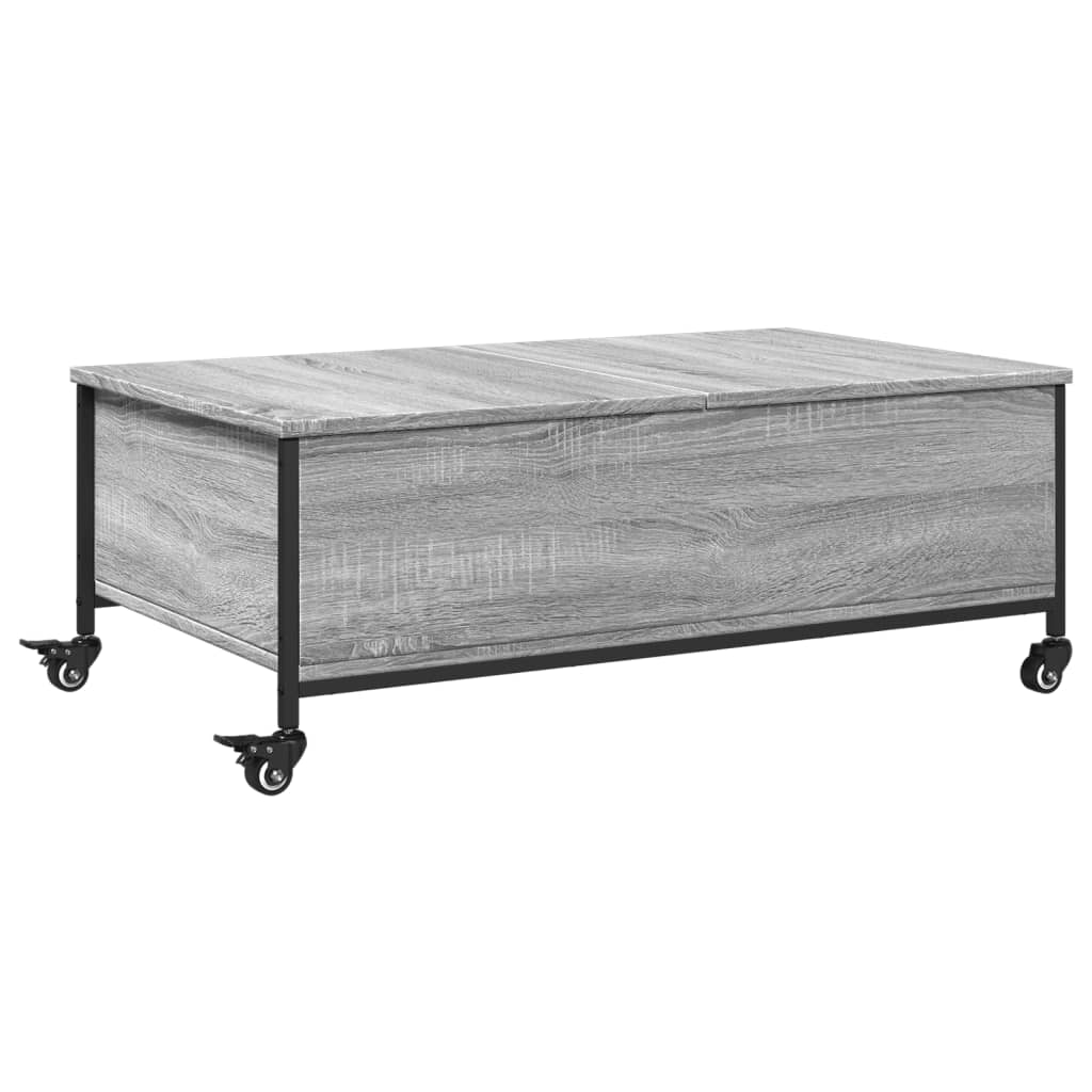 vidaXL Coffee Table with Wheels Grey Sonoma 91x55x34 cm Engineered Wood 2