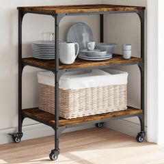 Kitchen Trolley 60 x 41 x 76 cm Engineered Wood Smoked oak