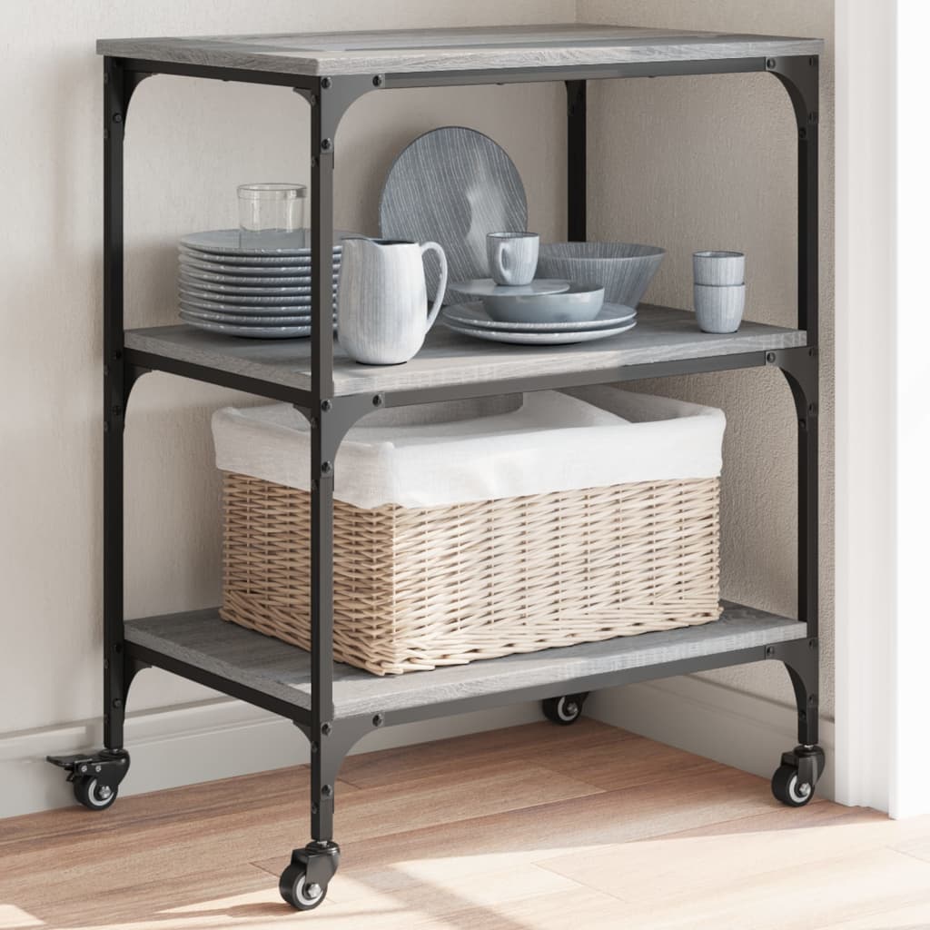 Kitchen Trolley 60 x 41 x 76 cm Engineered Wood Grey sonoma