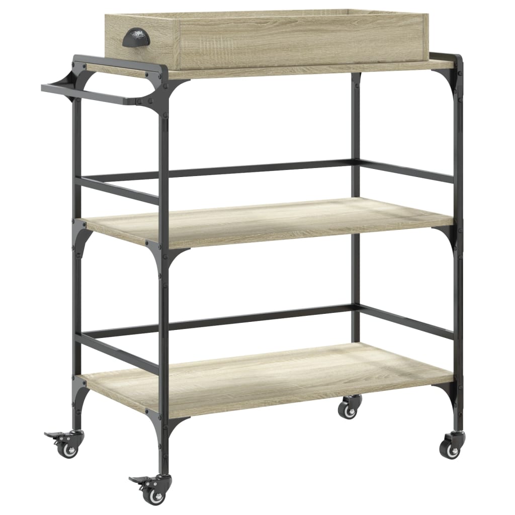 vidaXL Kitchen Trolley Sonoma Oak 81.5x41x92.5 cm Engineered Wood 2