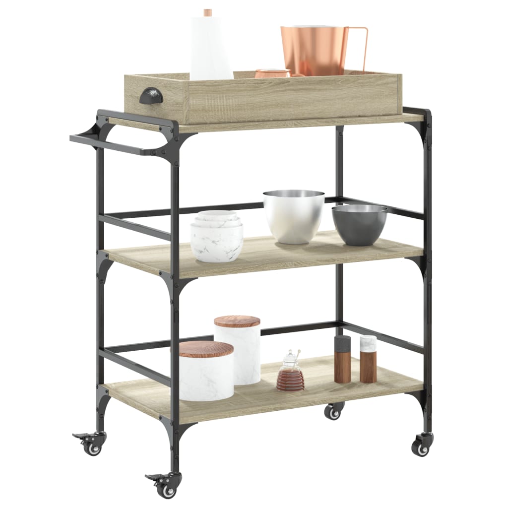vidaXL Kitchen Trolley Sonoma Oak 81.5x41x92.5 cm Engineered Wood 6