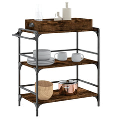 vidaXL Kitchen Trolley Smoked Oak 81.5x41x92.5 cm Engineered Wood 5