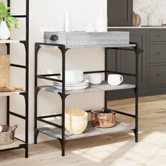 vidaXL Kitchen Trolley Grey Sonoma 81.5x41x92.5 cm Engineered Wood 4