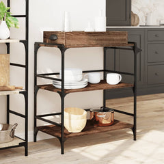 vidaXL Kitchen Trolley Brown Oak 81.5x41x92.5 cm Engineered Wood 4