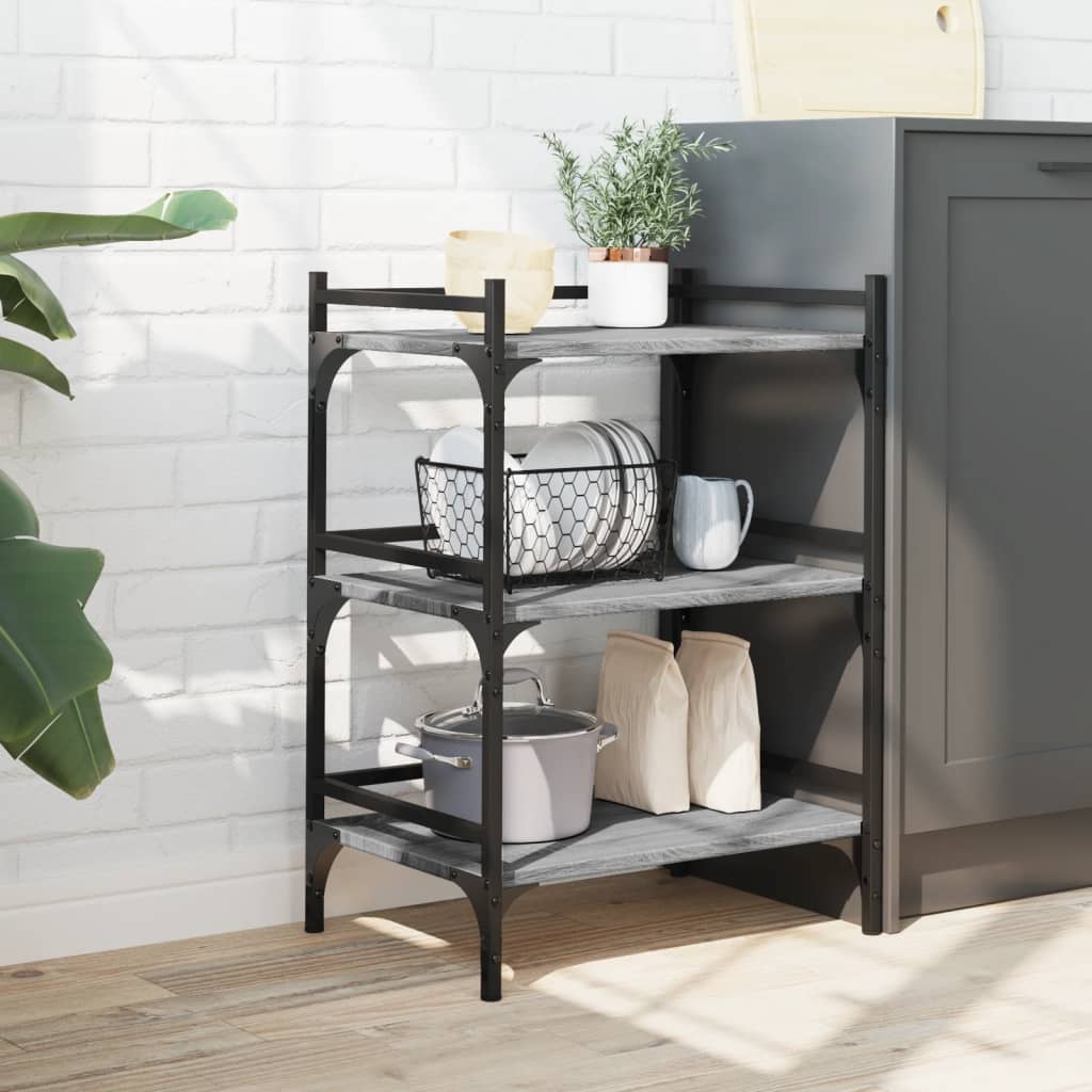 vidaXL Kitchen Trolley Grey Sonoma 50x35x75.5 cm Engineered Wood 3