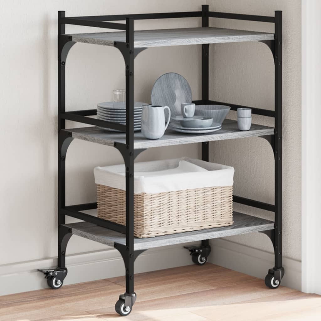 vidaXL Kitchen Trolley Grey Sonoma 50x35x75.5 cm Engineered Wood 1
