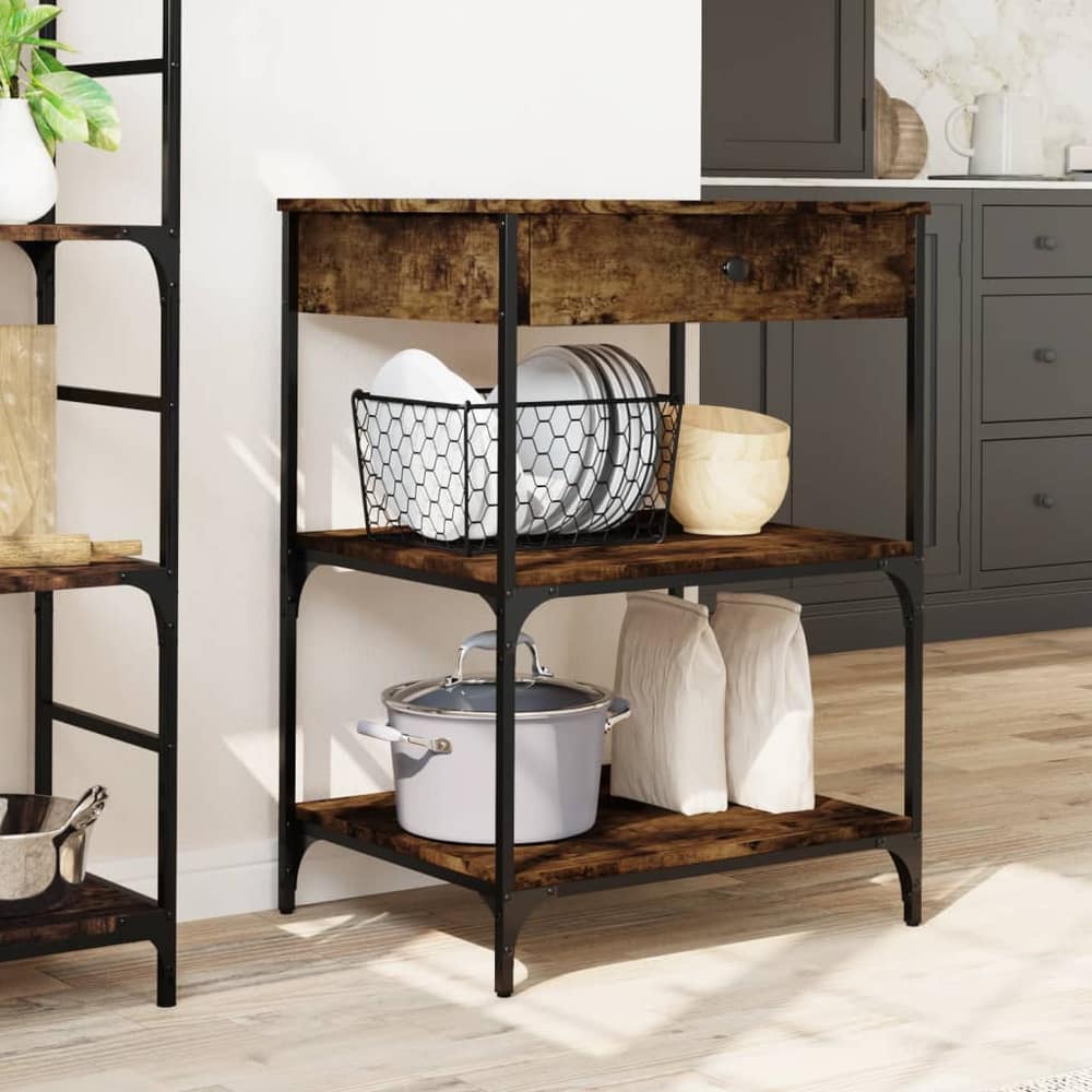 Kitchen Trolley 60x48x89,5 cm Engineered Wood Smoked oak