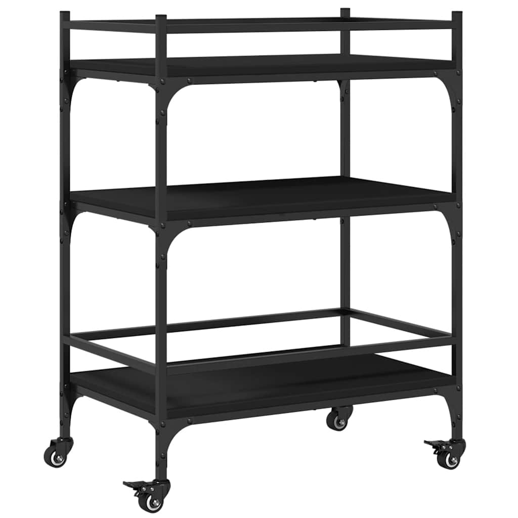 vidaXL Kitchen Trolley Black 65x40x86.5 cm Engineered Wood 2