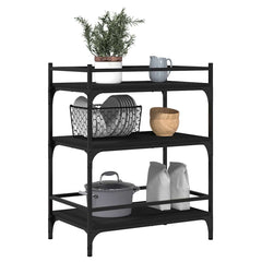 vidaXL Kitchen Trolley Black 65x40x86.5 cm Engineered Wood 5