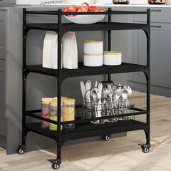 vidaXL Kitchen Trolley Black 65x40x86.5 cm Engineered Wood 1