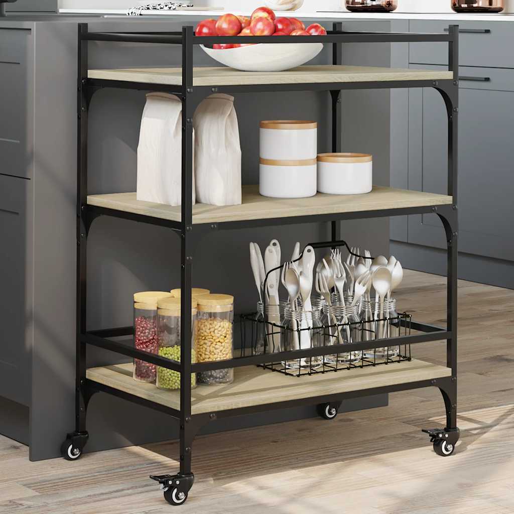 vidaXL Kitchen Trolley Sonoma Oak 65x40x86.5 cm Engineered Wood 1