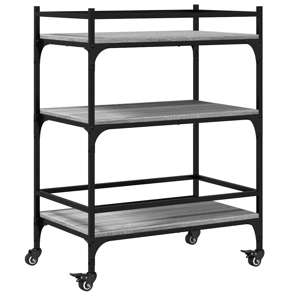 vidaXL Kitchen Trolley Grey Sonoma 65x40x86.5 cm Engineered Wood 2