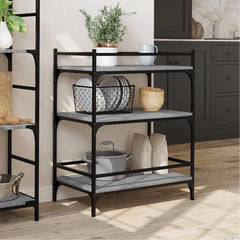 vidaXL Kitchen Trolley Grey Sonoma 65x40x86.5 cm Engineered Wood 4