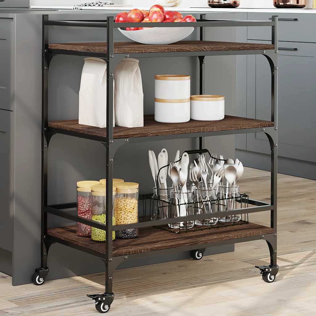 vidaXL Kitchen Trolley Brown Oak 65x40x86.5 cm Engineered Wood 1