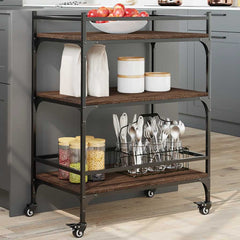 vidaXL Kitchen Trolley Brown Oak 65x40x86.5 cm Engineered Wood 1