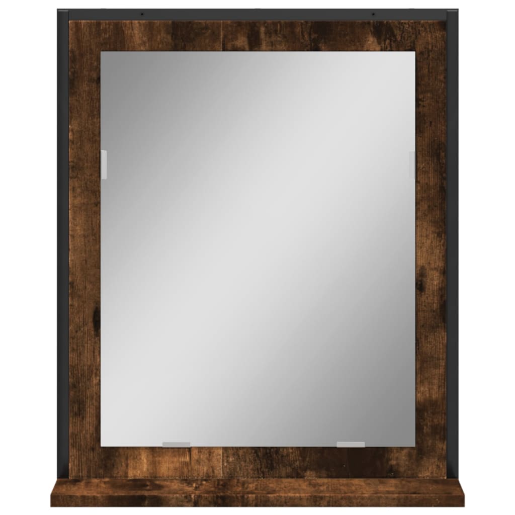 vidaXL Bathroom Mirror with Shelf Smoked Oak 50x12x60 cm Engineered Wood 4