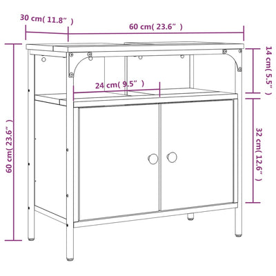 Bathroom Sink Cabinet Grey Sonoma 60x30x60 cm Engineered Wood