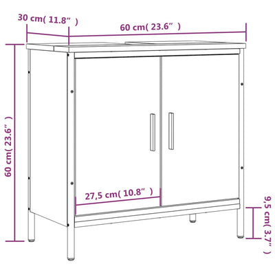 Bathroom Sink Cabinet Brown Oak 60x30x60 cm Engineered Wood