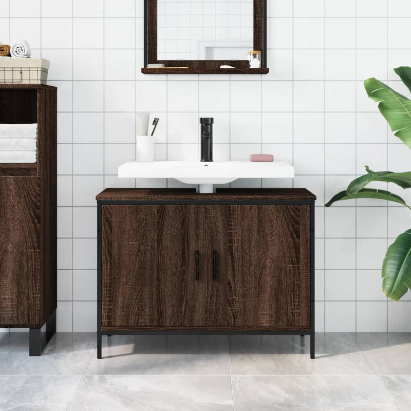 Bathroom Sink Cabinet Brown Oak 80x30x60 cm Engineered Wood