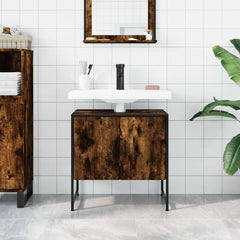 vidaXL Bathroom Sink Cabinet Smoked Oak 60x33x60 cm Engineered Wood 3