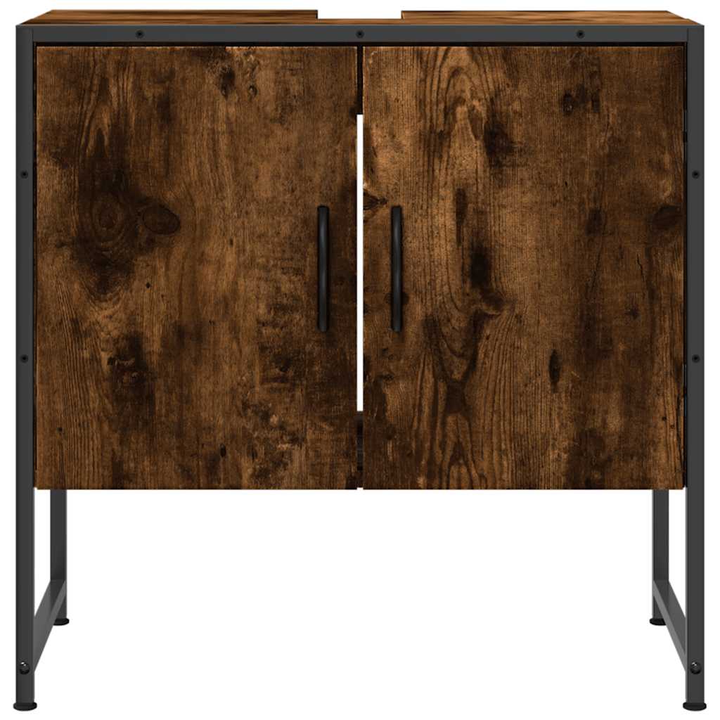 vidaXL Bathroom Sink Cabinet Smoked Oak 60x33x60 cm Engineered Wood 4