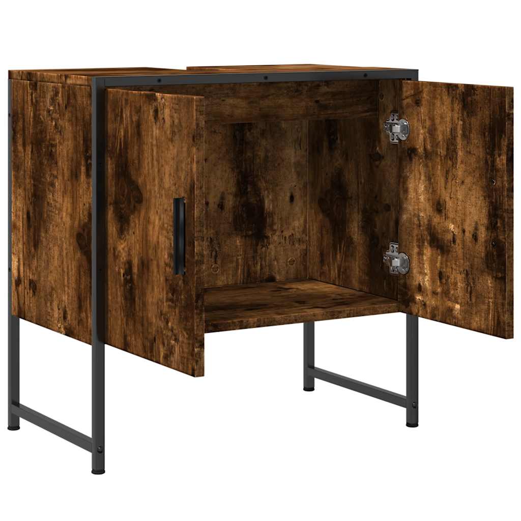 vidaXL Bathroom Sink Cabinet Smoked Oak 60x33x60 cm Engineered Wood 5