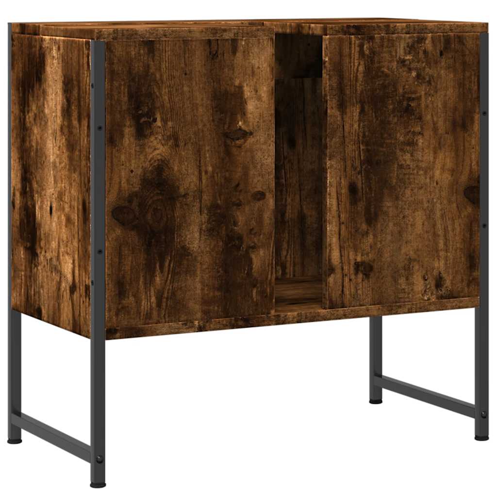 vidaXL Bathroom Sink Cabinet Smoked Oak 60x33x60 cm Engineered Wood 6